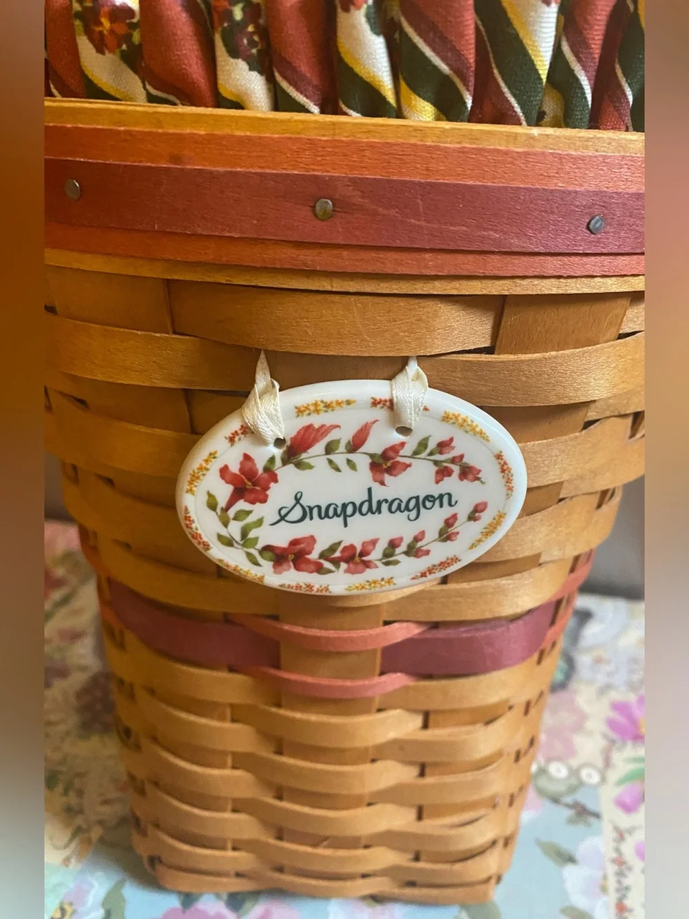 Vintage 1998 Longaberger Snapdragon Basket Cottagecore Farmhouse Decor